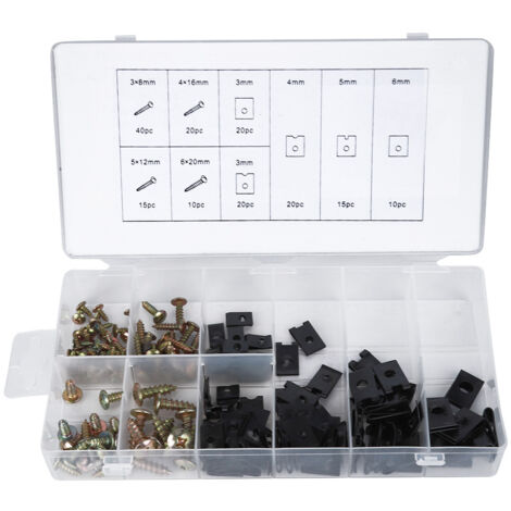170 Pièces Accessoires de Fixation en Acier au Carbone avec Boîte de Rangement - Kit Assortiment de Vis et Attaches