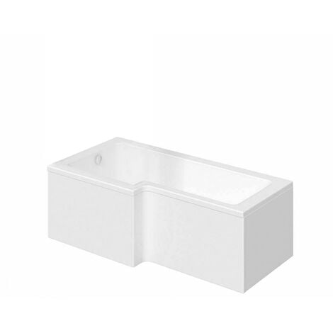 1700 x 850mm Acrylic Square L Shaped Shower Bath - Left Hand