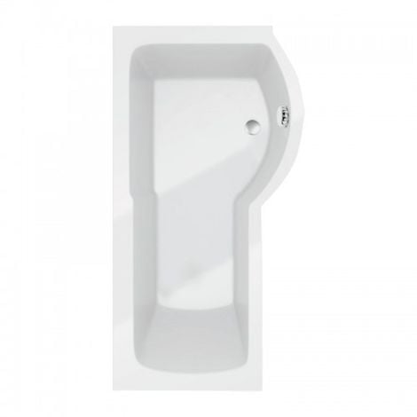 1700 x 850mm Acrylic Square P Shaped Shower Bath + Shower Screen - Right Hand