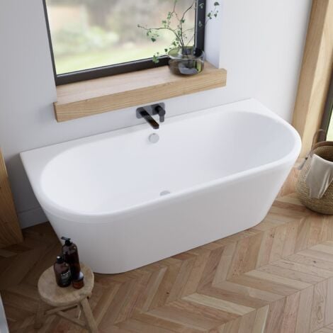 1700x750mm Modern Back To Wall Double Ended Curved Bath Side Panel Acrylic
