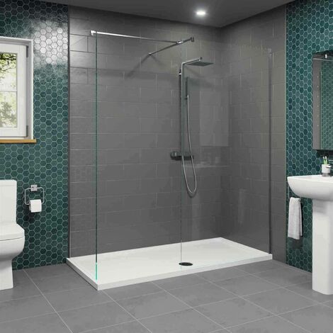 1700x800mm Walk In Enclosure 1000 & 800mm Wet Room Screens 8mm Glass Tray Waste