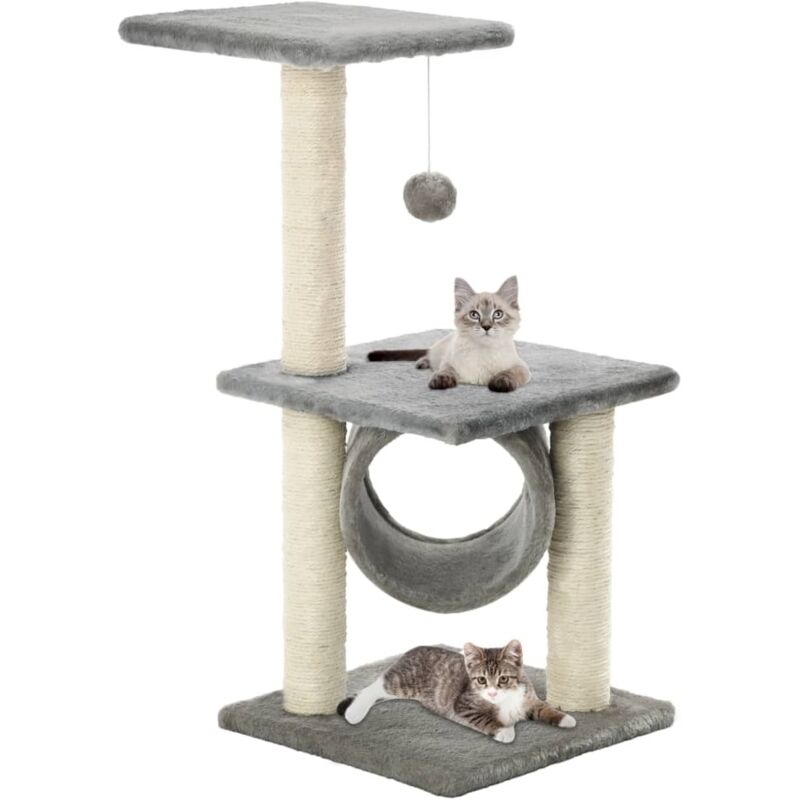 Cat Tree With Sisal Scratching Posts 65 Cm Grey Vidaxl