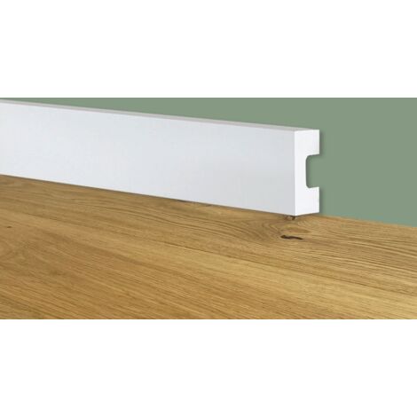 170ml bancale di Battiscopa SQUADRATO BIANCO Passacavo bassissimo 25x13x2000mm in POLIMERI
