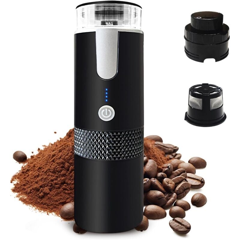 170mL Machine à expresso portable, machine à expresso électrique portable , mini cafetière de voiture dosettes et café moulu pour voyage, camping,
