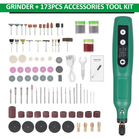 173-teiliges kabelloses Rotationswerkzeug-Set, 3,7 V Li-Ion-Akku, 5 Geschwindigkeitsstufen, USB-Ladefunktion, multifunktional für DIY-Jade-Nagellackierung