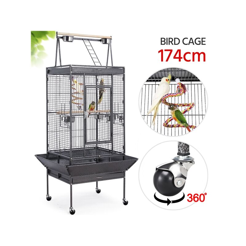 174cm Large Metal Rolling Parrot Cage Bird Cage for Canary Cockatiel ...