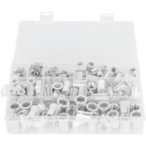 175 Pièces d'Inserts Filetés à Tête Plate en Alliage d'Aluminium Galvanisé, Outils de Quincaillerie