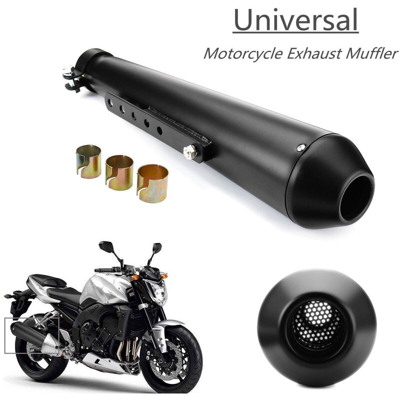 Maerex - 17.5 pouce Tuyau d'échappement de Moto Café Racer Avec Support Coulissant UniverselNoir Matte