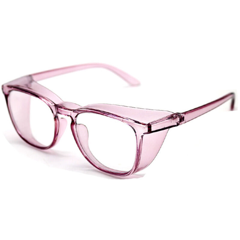 (17.5×6.5×7cm) Pink Clear Safety Glasses with Side Shields, Anti-fog and Anti-scratch with Anti-slip Grips and Full UV Protection - Ideal Safety