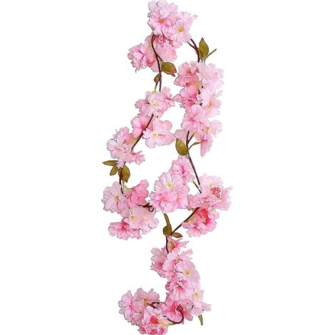 1.77m -2pcs Rose Guirlande De Fleurs Artificielles Fleur De Cerisier, Fleurs Cerisier Artificielles Guirlande Rotin Suspendus De Soie Vigne Pour