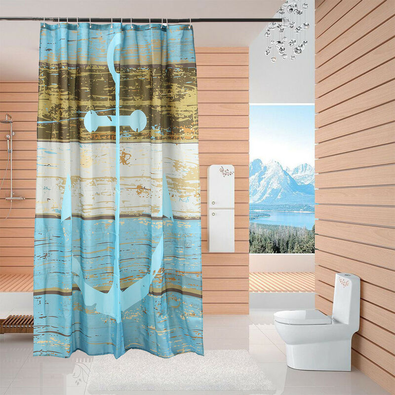 

178X176cm Anchor Stage Cortinas de ducha Baño resistente al agua con 12 ganchos Mohoo