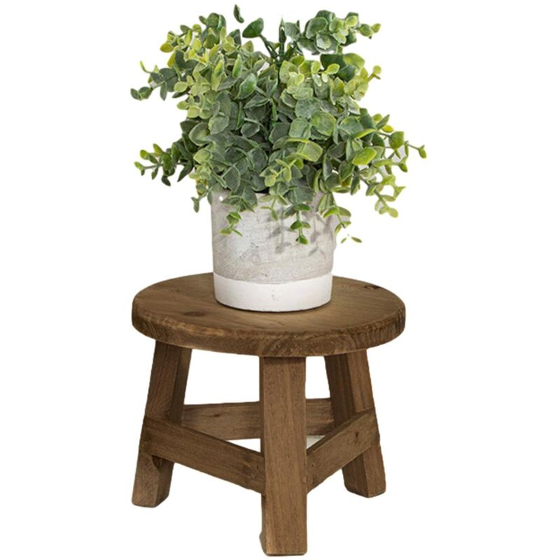 17,8x17,8x15cm Tabouret Pot Fleur En Bois - Petit Support Rond Pour Pla-ntes, Support De Tabouret Pour Pl-antes, Support D'affichage De Tabourets En