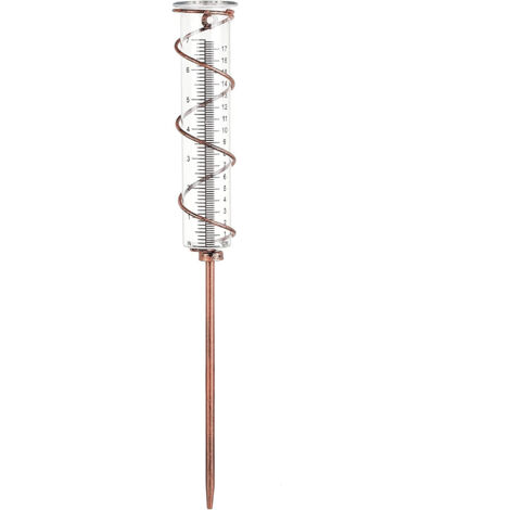17cm Capacité Spirale Verre Pluviomètre Cadre En Métal Jardin Pluviomètre Bronze Fer Tube Extérieur Pluviomètre Verre Decoion Pluviomètre pour Jardin