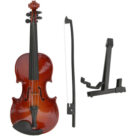 17cm Miniature Wooden Violin Model with Stand Musical Instrument Crafts Decoration Gift