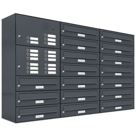 17er Briefkasten Anlage Aufputz - Wandmontage RAL 7016 Anthrazit Klingel