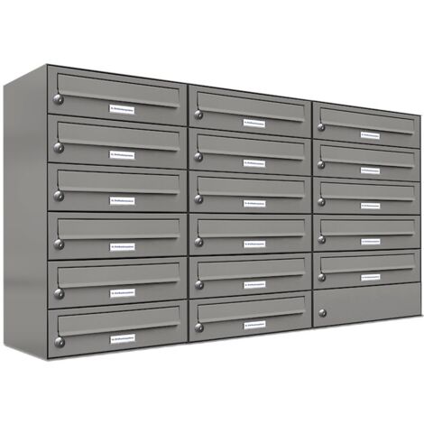 17er Premium Briefkasten Aluminiumgrau RAL Farbe 9007 für Außen Wand Postkasten 3x6