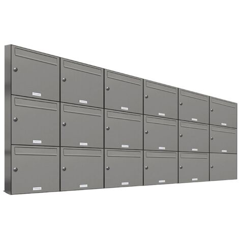 17er Premium Briefkasten Aluminiumgrau RAL Farbe 9007 für Außen Wand Postkasten 6x3