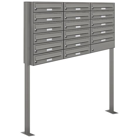 17er Premium Standbriefkasten RAL 9007 freistehend Postkasten Ständer 3x6