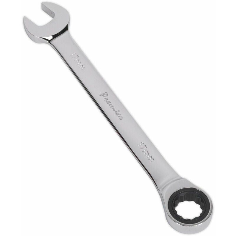 17mm Ratchet Combination Spanner - Chrome Vanadium Steel - 72 Tooth Ratchet Ring