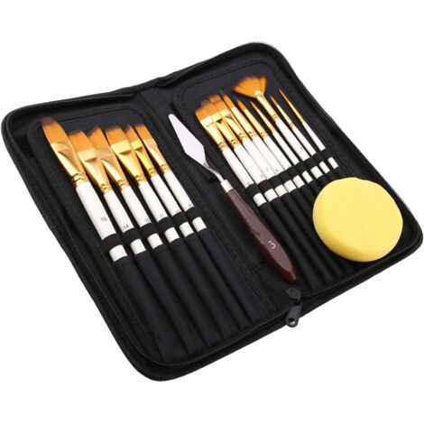17Pcs Pinceau Peinture Acrylique, Peinture Acrylique Art Pinceaux Ensemble pour Gouache d'Aquarelle avec Boule d'éponge