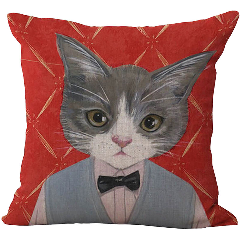 

18 * 18 pulgadas / 45 * 45 cm Poliester Funda de cojin de gato de dibujos animados Sofa decorativo Cintura de coche Funda de almohada cuadrada Funda