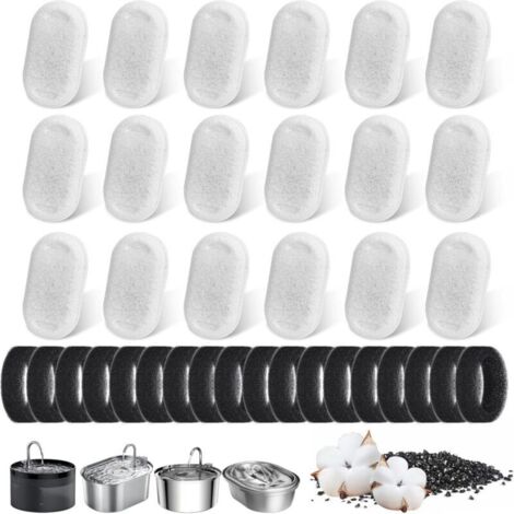 18+18er-Pack Katzentrinkbrunnenfilter, Katzentrinkbrunnenfilter, 18 Aktivkohlefilter + 18 Schaumstoffschwämme für MUMU Katzenwasserspender