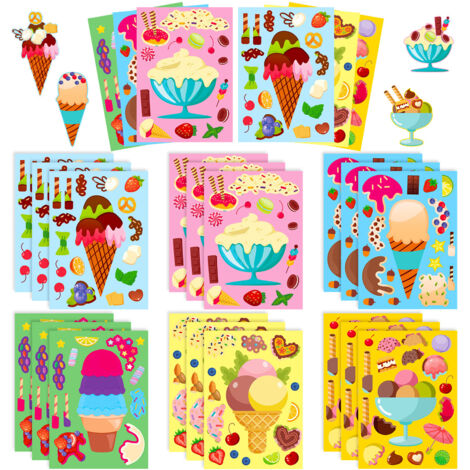 18 autocollants à échanger les visages pour créer des desserts glacés à faire soi-même – un super jeu pour parents et enfants, cadeau de Noël