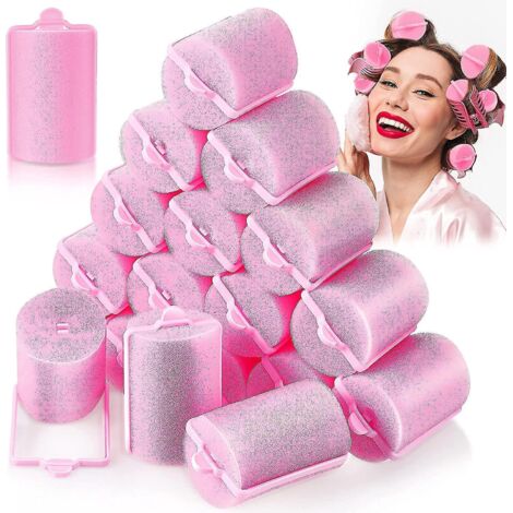18 bigoudis en mousse souple de 40 mm pour coiffure, pour femmes et enfants.