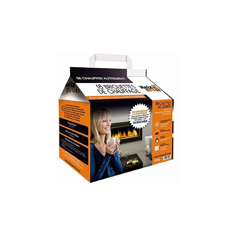 18 Briquettes de Chauffage Heizprofi Combustion Lente