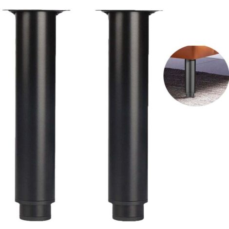 18 cm verstellbare Küchenbeine, schwarz, 2 Stück verstellbare Möbelbeine, einstellbare Höhe ist 0–150 mm, runde Sofabein-Tischfüße aus Metall und Edelstahl, Schrankbeine mit Schrauben,