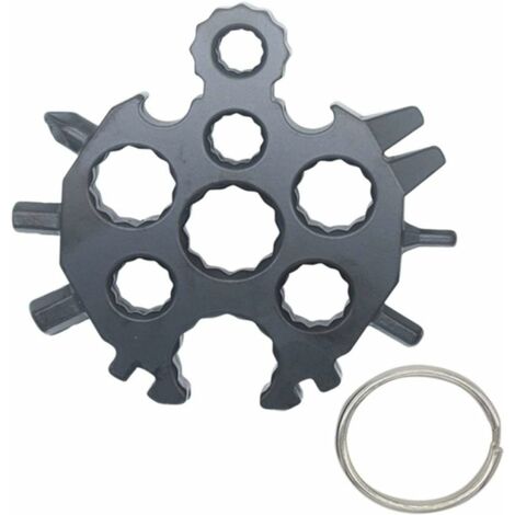 18-en-1 Combinaison De Carte De Flocon De Neige Combinaison Multifonctionnel Portable De Flocon De Neige Porte Clé Tournevis De Flocon De Neige,1Pcs(Noir)