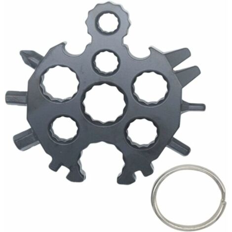18-en-1 Combinaison De Carte De Flocon De Neige Combinaison Multifonctionnel Portable De Flocon De Neige Porte Clé Tournevis De Flocon De Neige,1Pcs(Noir)