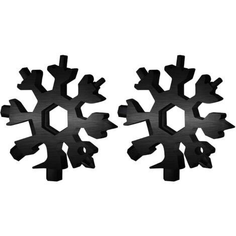 18-in-1-Multitool in Schneeflockenform – Ideal zum Angeln, Wandern und für andere Outdoor-Aktivitäten – 2er-Pack, Schwarz