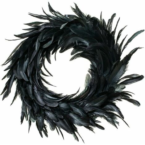 18 inch black feather garland, Christmas decorations, Thanksgiving artwork