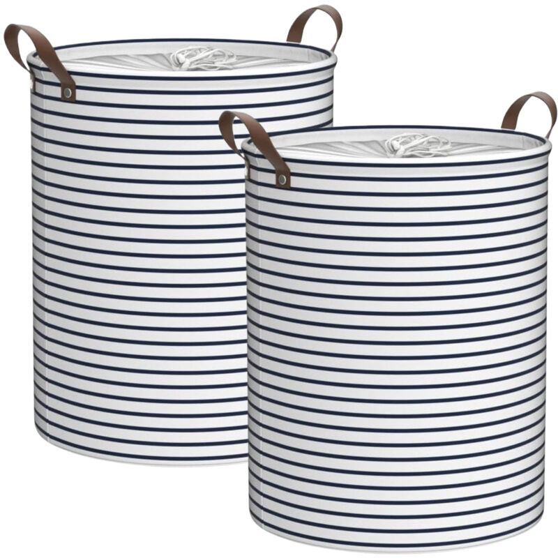 18' Grand Organiser Paniers pour Vêtements Stockage, Pliable Sac à Linge, Grande Capacité Corbeilles à Linge avec Cordon, 2 pièces