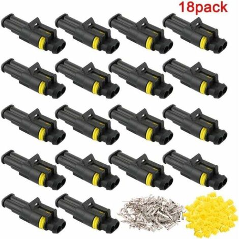18 Kit Professionnel 2 Pin Voiture Fil Electrique Etanche Connecteur Terminal Plug Prise Set, pour Bateau Camion Auto Scooter Moto