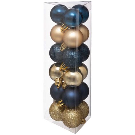 18 Kugeln D.3cm blau gold - Feeric lights & christmas