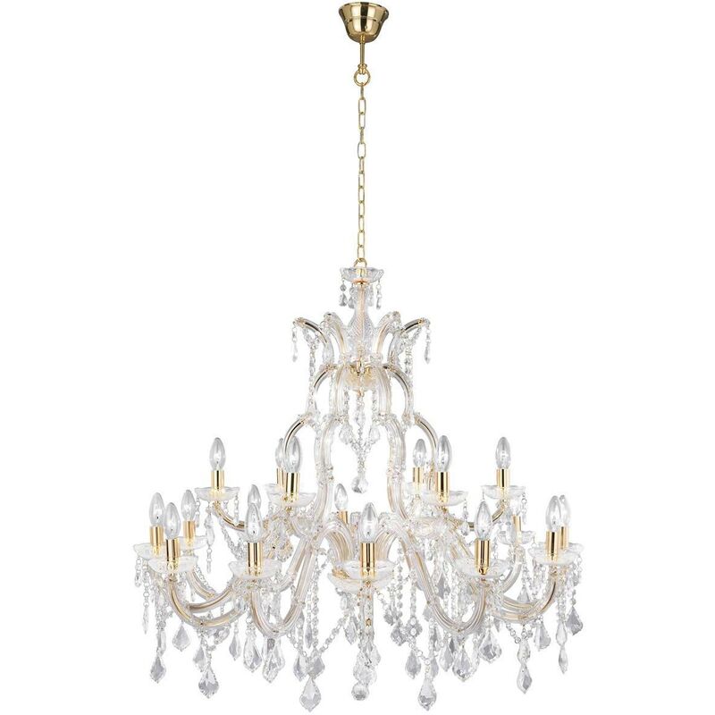 Searchlight Lighting - Searchlight Marie Therese - 18 Light Crystal Chandelier Polished Brass Finish, E14