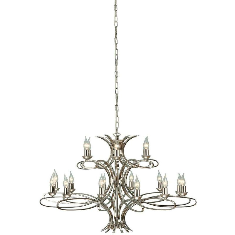 Interiors 1900 Lighting - Interiors - 18 Light Chandelier Polished Nickel Plate Finish, E14