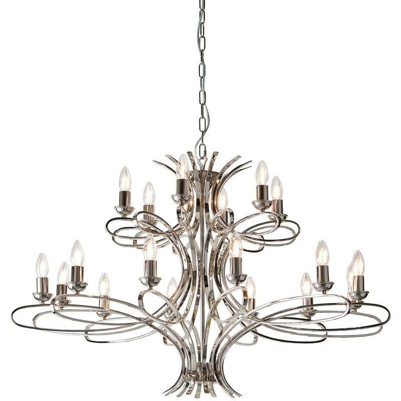 Image of Interiors - 18 Light Chandelier Polished Nickel Plate Finish, E14