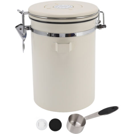 1,8-Liter-Aufbewahrungsbehälter aus Edelstahl 304 mit Ventil und Löffel – luftdicht – für gemahlenen Kaffee, Tee und Lebensmittel.