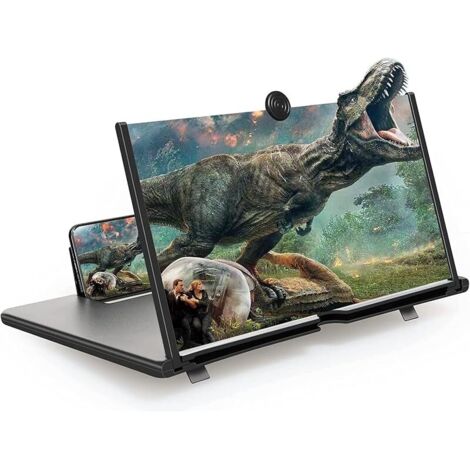 18 '' Loupe Portable Telephone,3D Amplificateur D'écran Support de Téléphone Agrandisseur Ecran pour Téléphone Intelligent Loupe Adapté pour Regarder des Vidéos sur Tous Les Smartphones(Noir)