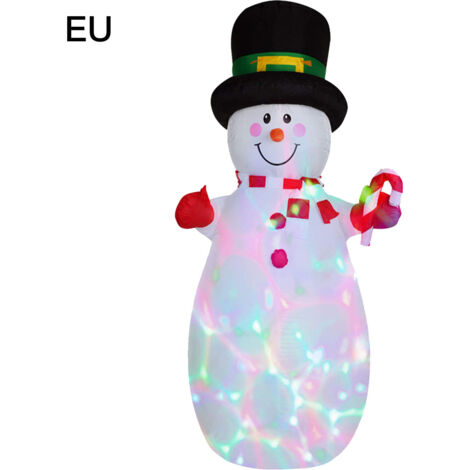 1,8 m großer, drehbarer, aufblasbarer, beleuchteter Schneemann mit bunten Lichtern für die weihnachtliche Außendekoration