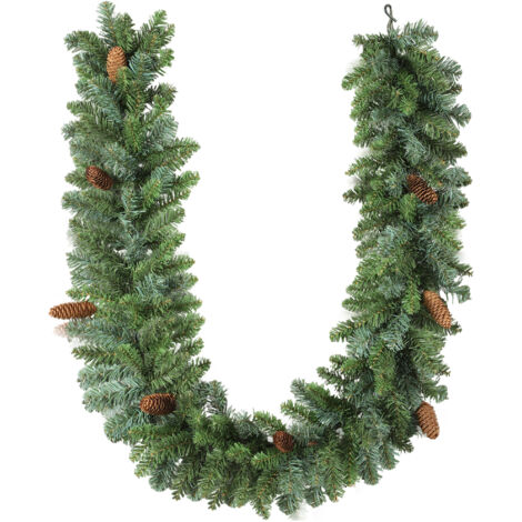 1,8 m künstliche Weihnachtsgirlande Blumendekoration mit 162 Spitzen 8 Tannenzapfen Grün