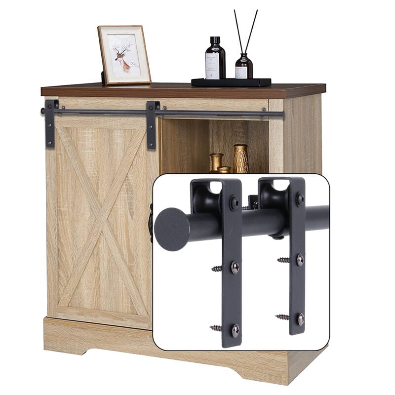 1,8m Set Schiebetürsystem für Möbel TV-Schrank Mini Schiebetürbeschlag mit Rundschienen für Einzeltür | 08131010847971