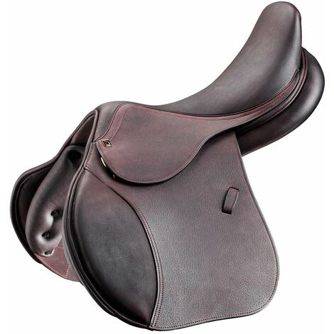 Selle d'obstacle modèle Bristol en cuir traditionnel Close Contact avec siège semi-profond et traverses réglables Tattini