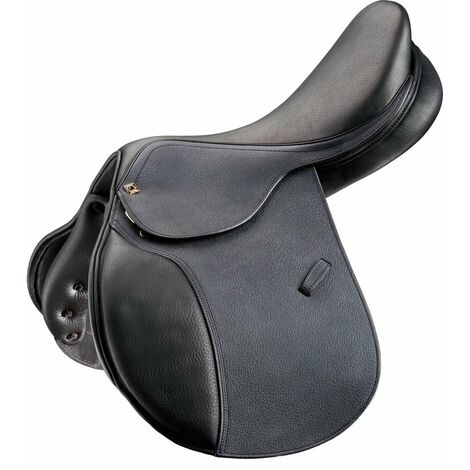 Selle d'obstacle modèle London en cuir de veau Close Contact style français et siège moyennement profond avec arches réglables Tattini