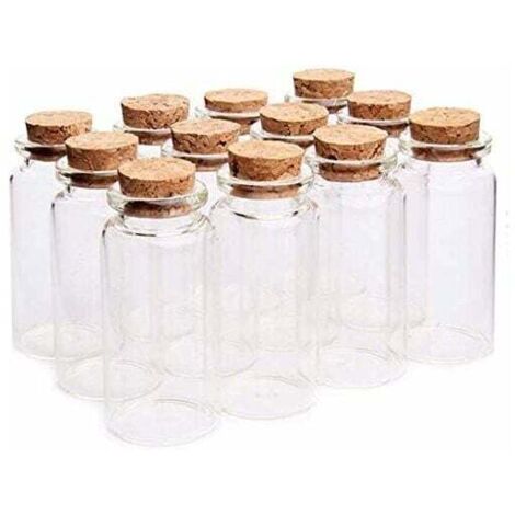 18 mini botellas de vidrio de 10 ml, frascos de muestra con corchos, frascos de vidrio de muestra vacíos de 10 ml, mini viales con corchos para decoración de bricolaje, Pa