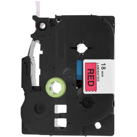18 mm x 8 m laminiertes PET-Klebeband für Brother PT E100B Drucker (schwarzer Text auf rotem Hintergrund)