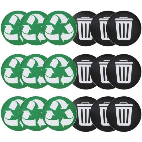 18 Mülltonnenaufkleber, wasserfeste Klebeetiketten für Recycling – für den Innen- und Außenbereich